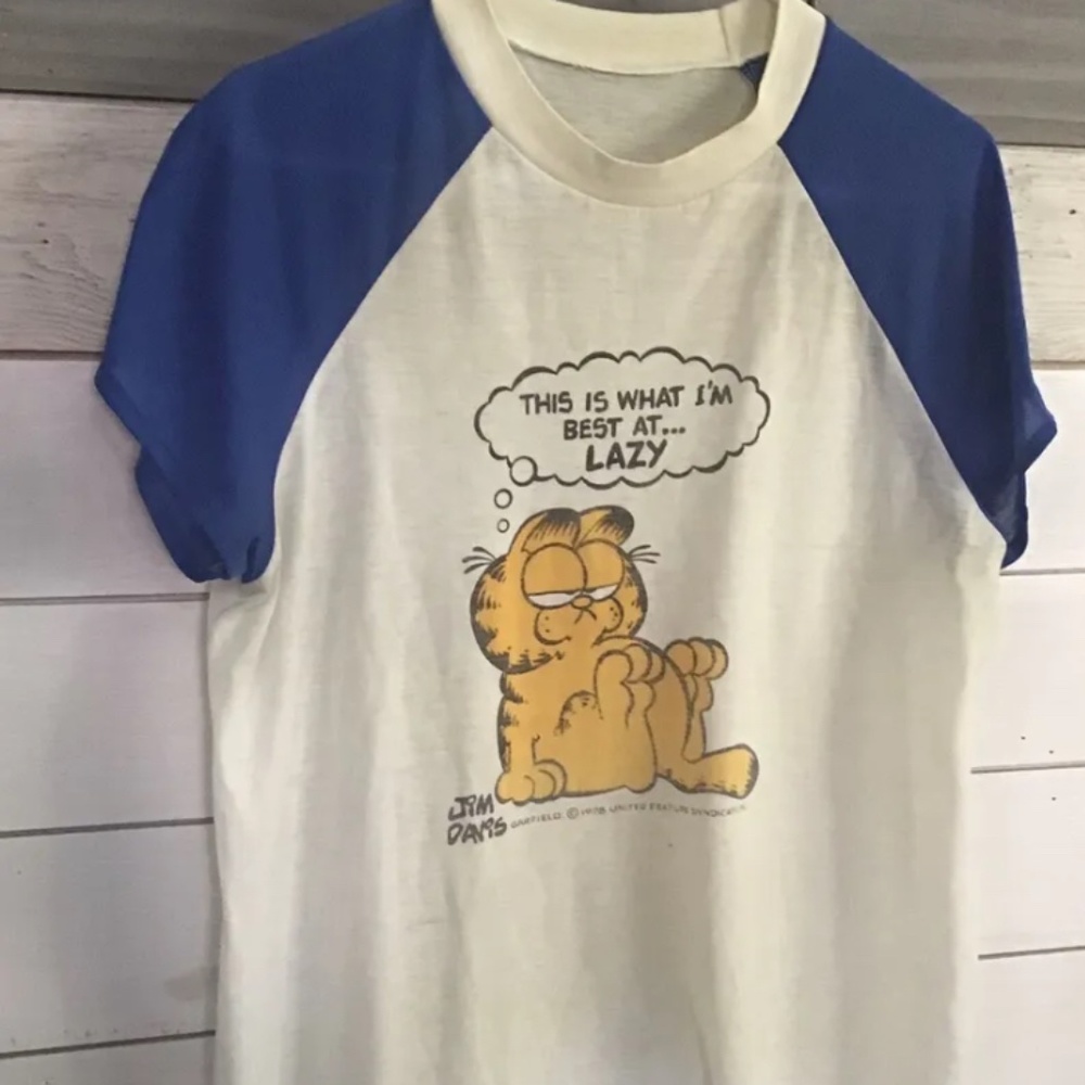 Vintage Rare 1978 Jim Davis Garfield Tshirt “ This Is What I’m Best At LAZY”